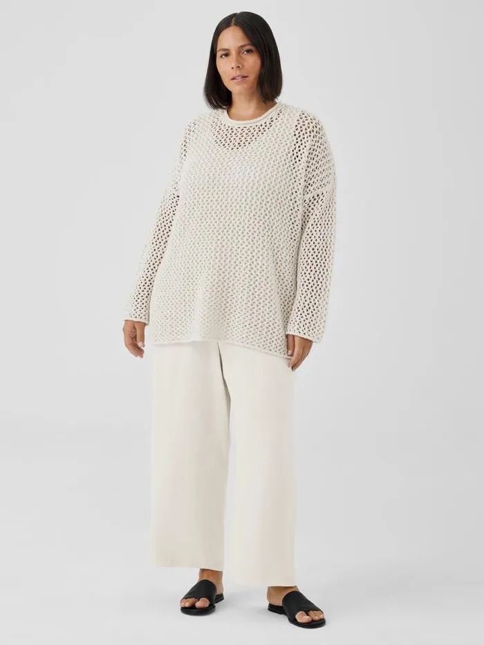Shop Eileen Fisher Sweaters and Cardigans Peruvian Organic Cotton Boucle Crew Neck Top Bone