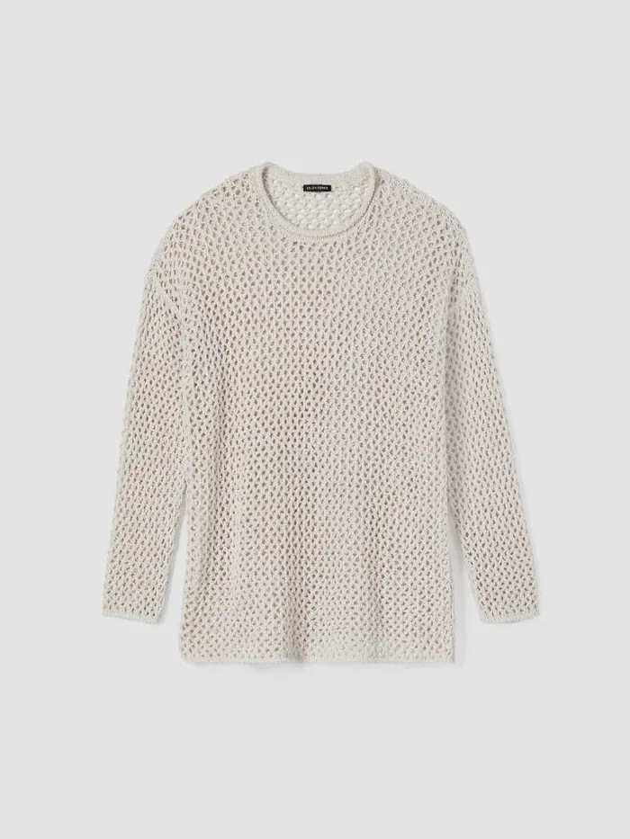 Shop Eileen Fisher Sweaters and Cardigans Peruvian Organic Cotton Boucle Crew Neck Top Bone