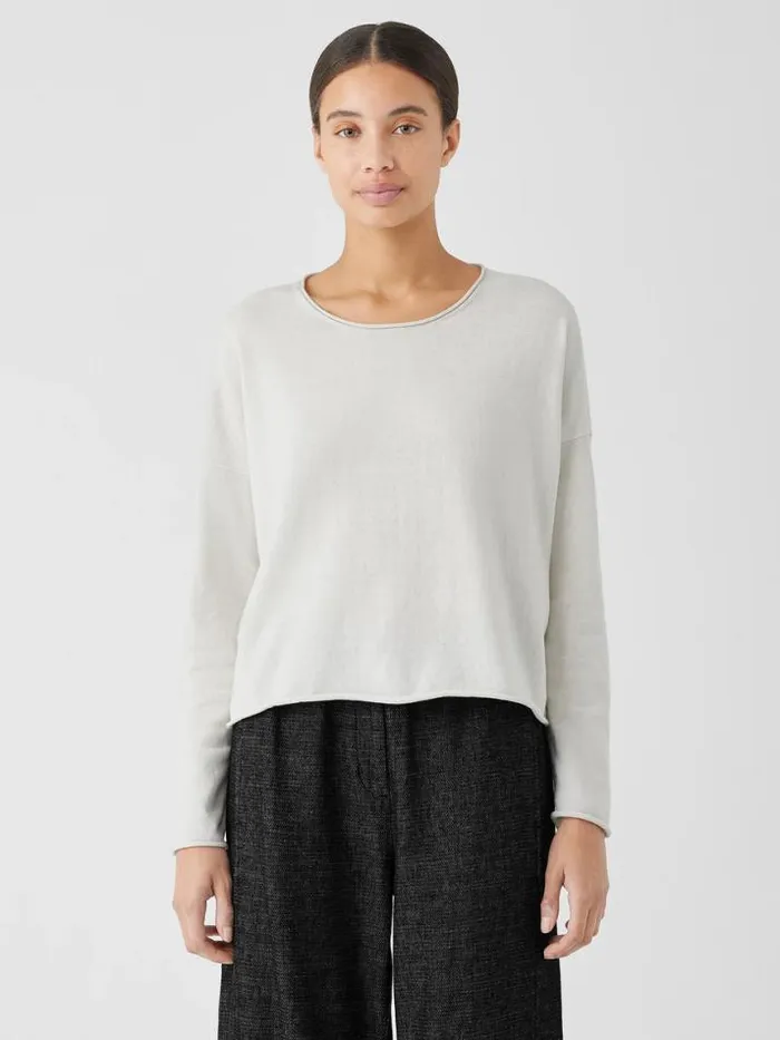 Shop Eileen Fisher Sweaters and Cardigans Peruvian Organic Cotton Crepe Crew Neck Top Bone Shop Eileen Fisher Sweaters and Cardigans Peruvian Organic Cotton Crepe Crew Neck Top Bone