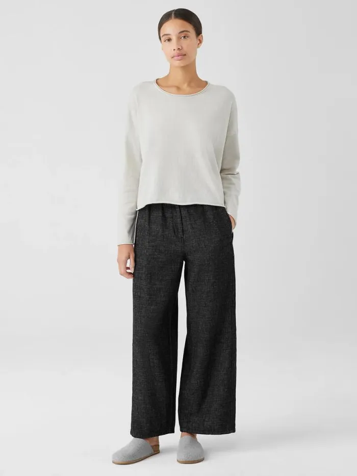 Shop Eileen Fisher Sweaters and Cardigans Peruvian Organic Cotton Crepe Crew Neck Top Bone