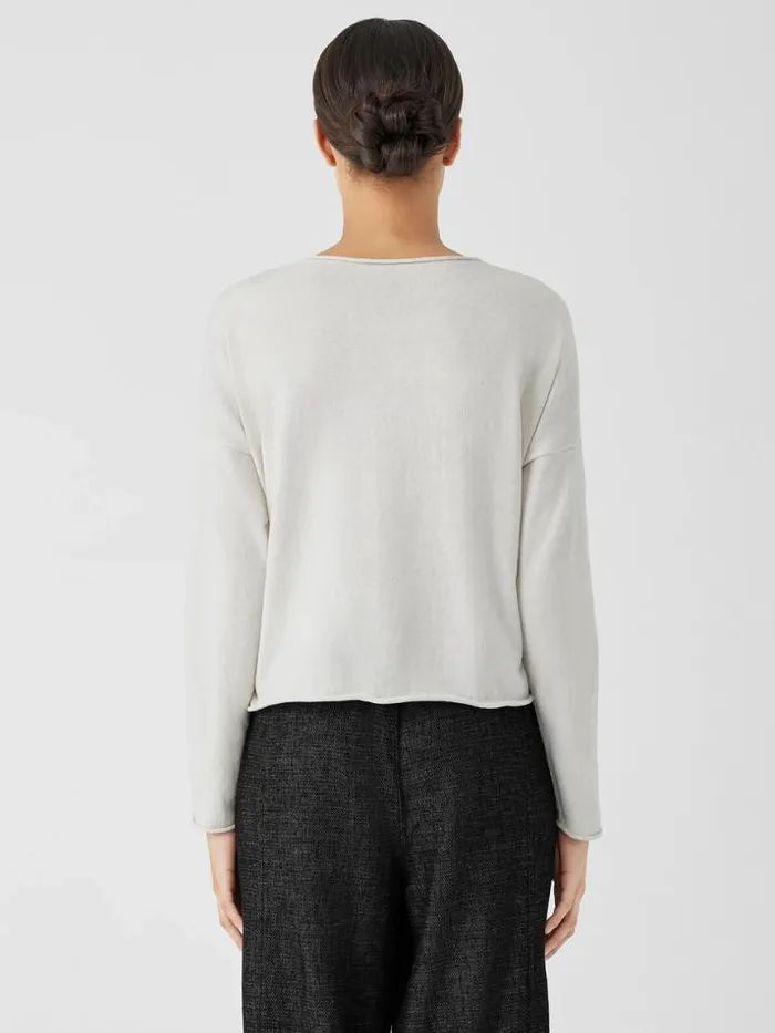 Shop Eileen Fisher Sweaters and Cardigans Peruvian Organic Cotton Crepe Crew Neck Top Bone