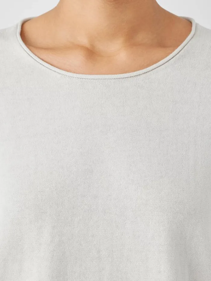 Shop Eileen Fisher Sweaters and Cardigans Peruvian Organic Cotton Crepe Crew Neck Top Bone
