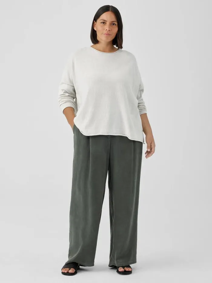 Shop Eileen Fisher Sweaters and Cardigans Peruvian Organic Cotton Crepe Crew Neck Top Bone