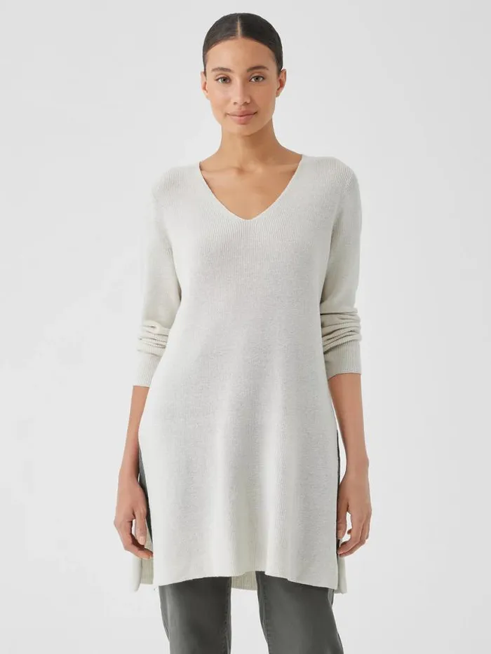 Shop Eileen Fisher Sweaters and Cardigans Peruvian Organic Cotton Crepe VNeck Long Top Black Shop Eileen Fisher Sweaters and Cardigans Peruvian Organic Cotton Crepe VNeck Long Top Black