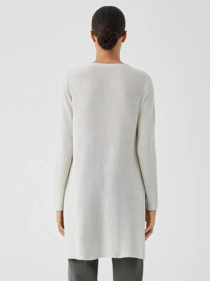 Shop Eileen Fisher Sweaters and Cardigans Peruvian Organic Cotton Crepe VNeck Long Top Black