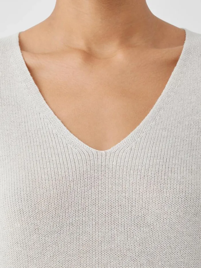 Shop Eileen Fisher Sweaters and Cardigans Peruvian Organic Cotton Crepe VNeck Long Top Black