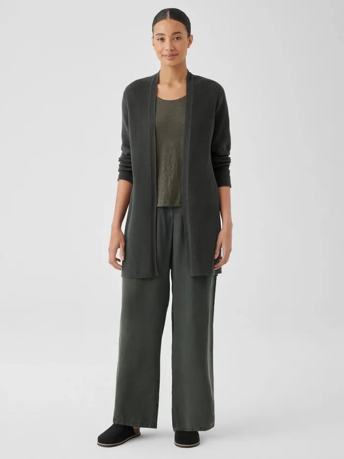 Shop Eileen Fisher Tanks and Camis Peruvian Organic Cotton Crepe Cardigan Ocean