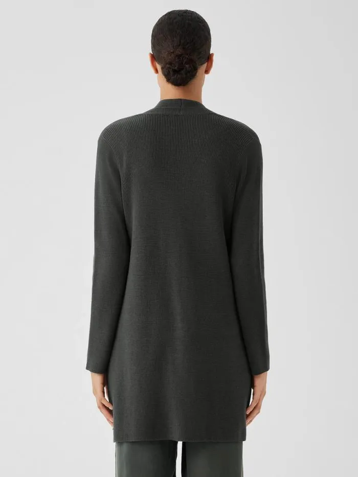 Shop Eileen Fisher Tanks and Camis Peruvian Organic Cotton Crepe Cardigan Ocean
