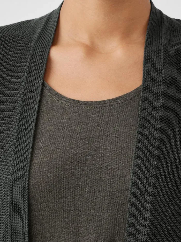 Shop Eileen Fisher Tanks and Camis Peruvian Organic Cotton Crepe Cardigan Ocean