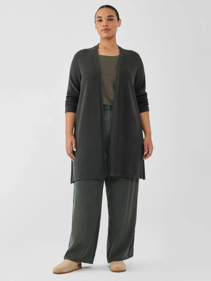 Shop Eileen Fisher Tanks and Camis Peruvian Organic Cotton Crepe Cardigan Ocean