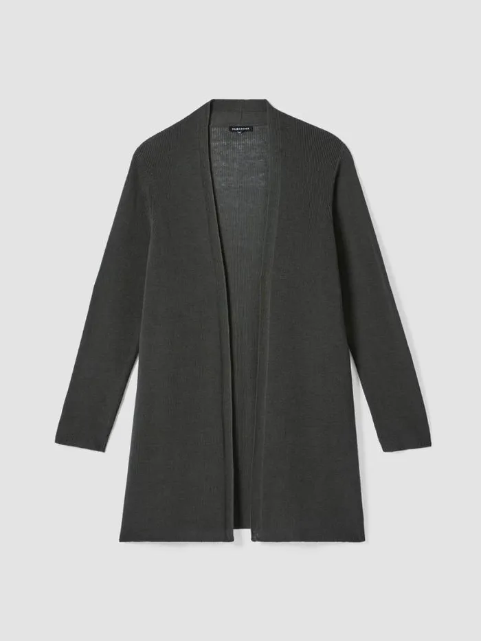 Shop Eileen Fisher Tanks and Camis Peruvian Organic Cotton Crepe Cardigan Ocean