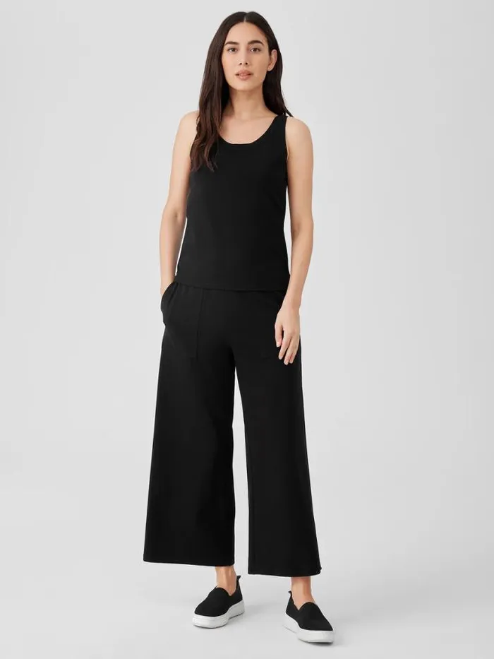 Shop Eileen Fisher Tanks and Camis Pima Cotton Stretch Jersey Scoop Neck Tank Black