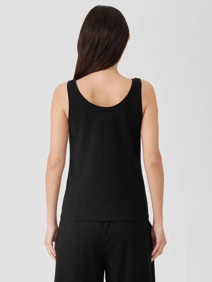Shop Eileen Fisher Tanks and Camis Pima Cotton Stretch Jersey Scoop Neck Tank Black