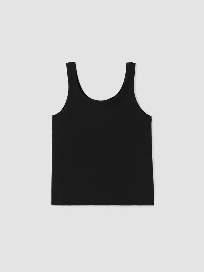 Shop Eileen Fisher Tanks and Camis Pima Cotton Stretch Jersey Scoop Neck Tank Black
