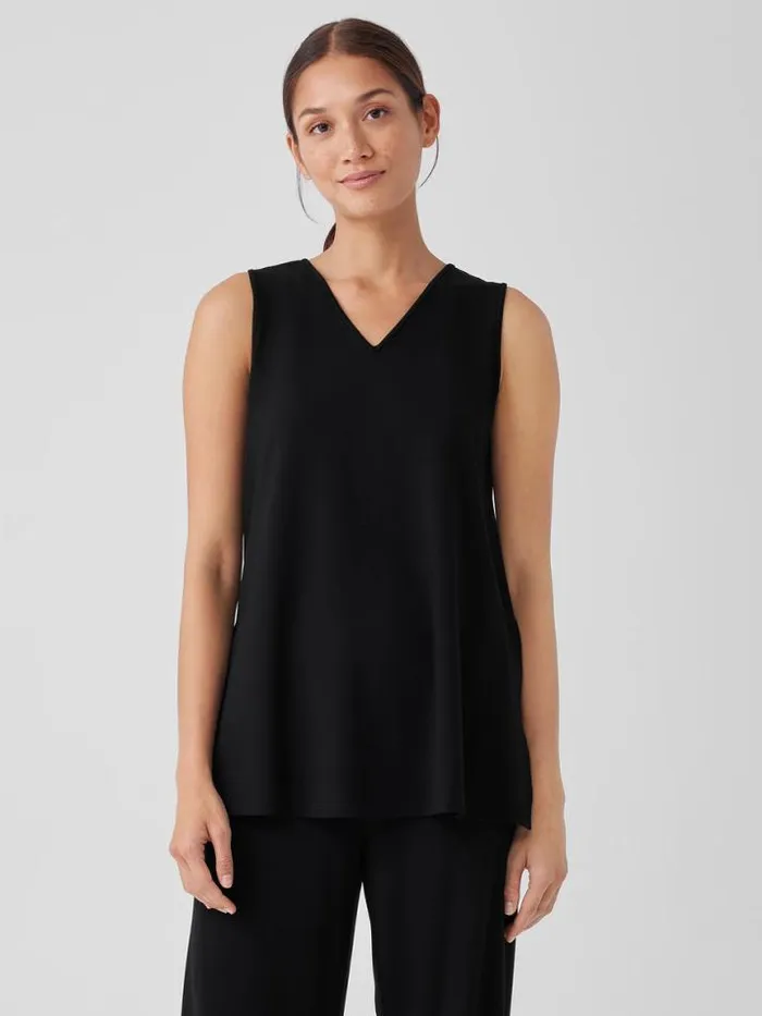 Shop Eileen Fisher Tanks and Camis Stretch Jersey Knit VNeck Tank Black