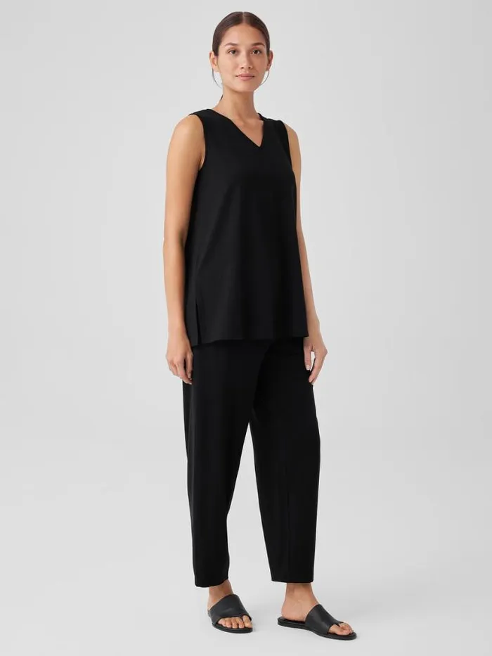 Shop Eileen Fisher Tanks and Camis Stretch Jersey Knit VNeck Tank Black