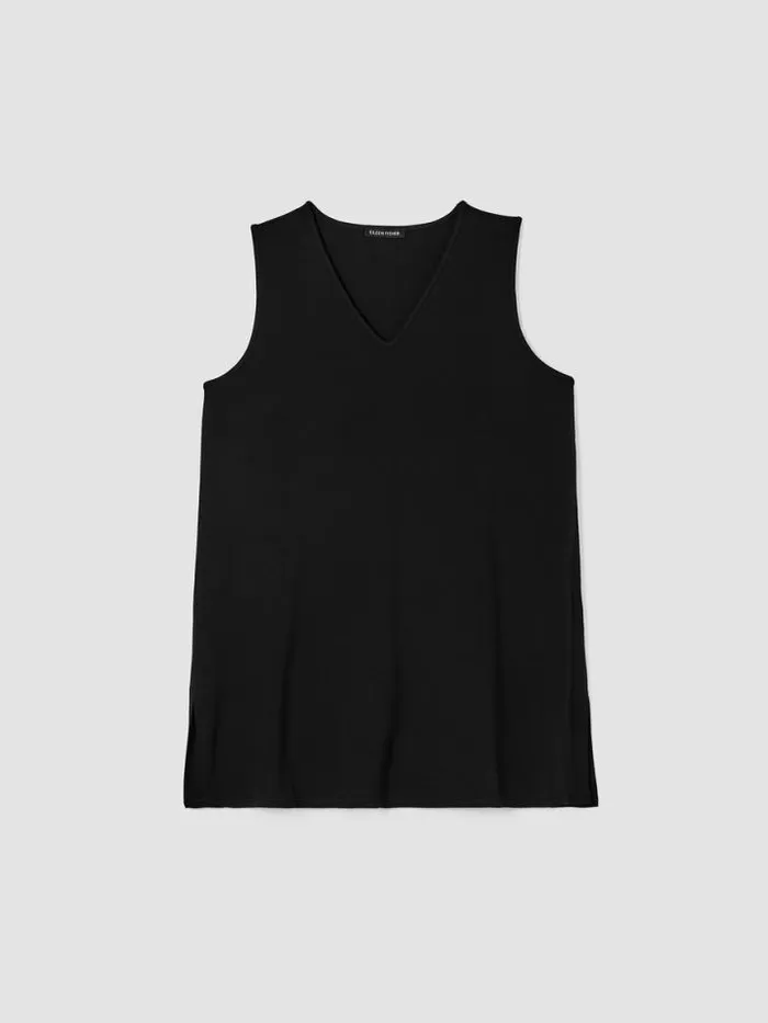 Shop Eileen Fisher Tanks and Camis Stretch Jersey Knit VNeck Tank Black