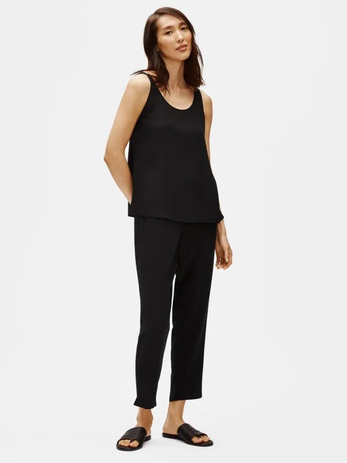 Shop Eileen Fisher Tanks and Camis System Silk Georgette Crepe Tank Black