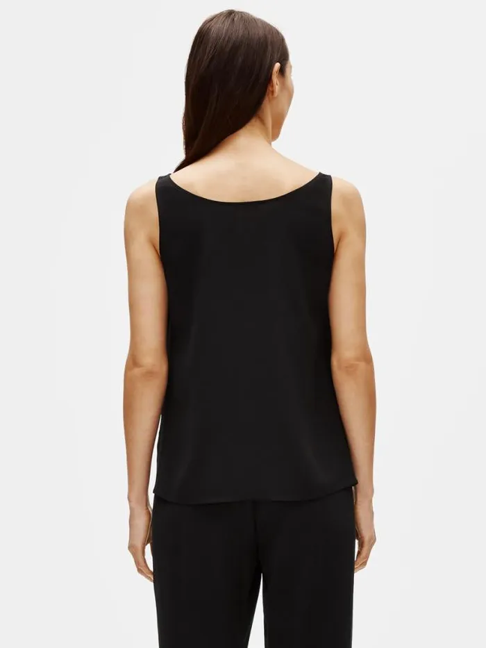 Shop Eileen Fisher Tanks and Camis System Silk Georgette Crepe Tank Black