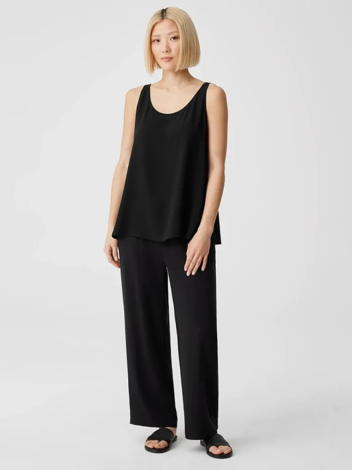 Shop Eileen Fisher Tanks and Camis System Silk Georgette Crepe Tank Black