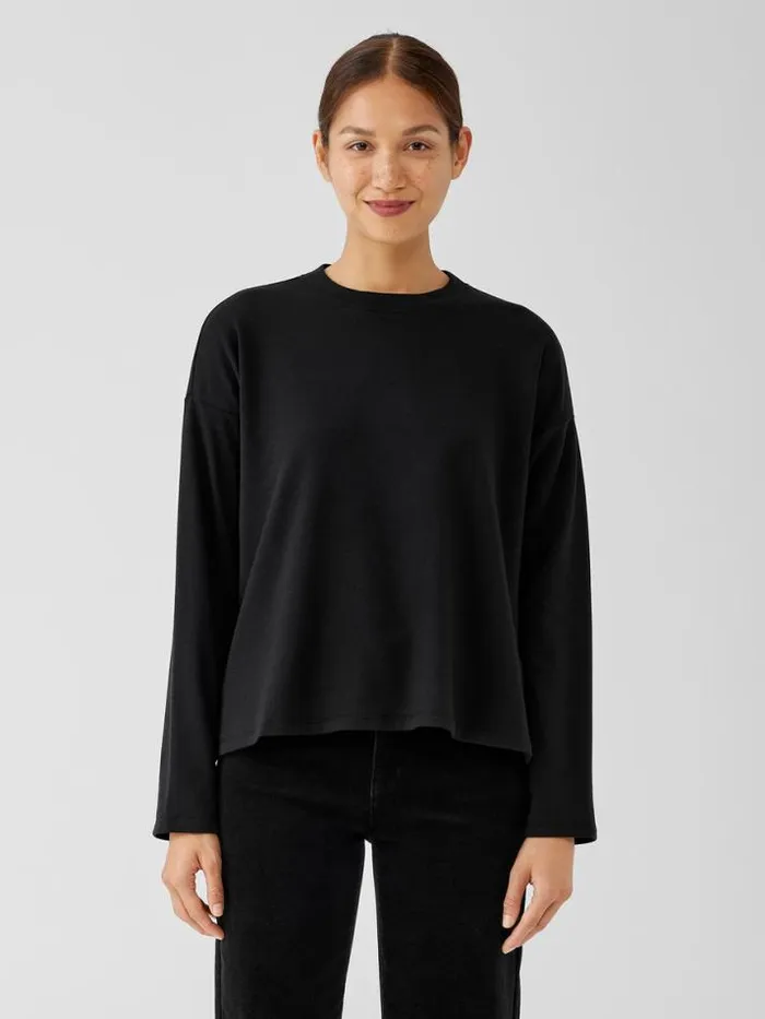 Shop Eileen Fisher Tops and Tees Cozy Brushed Terry Hug BoxTop Black