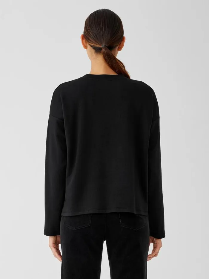 Shop Eileen Fisher Tops and Tees Cozy Brushed Terry Hug BoxTop Black