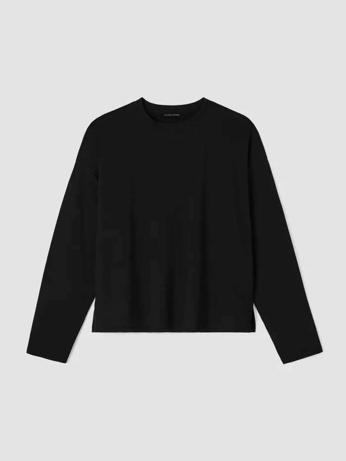 Shop Eileen Fisher Tops and Tees Cozy Brushed Terry Hug BoxTop Black