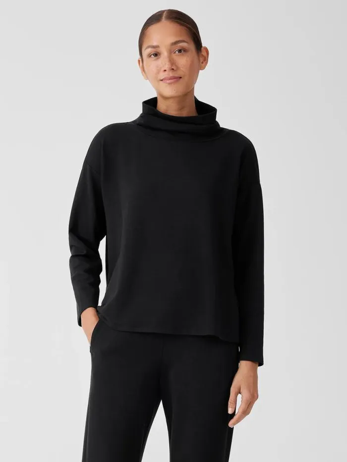 Shop Eileen Fisher Tops and Tees Cozy Brushed Terry Hug Funnel Neck Top Black Shop Eileen Fisher Tops and Tees Cozy Brushed Terry Hug Funnel Neck Top Black