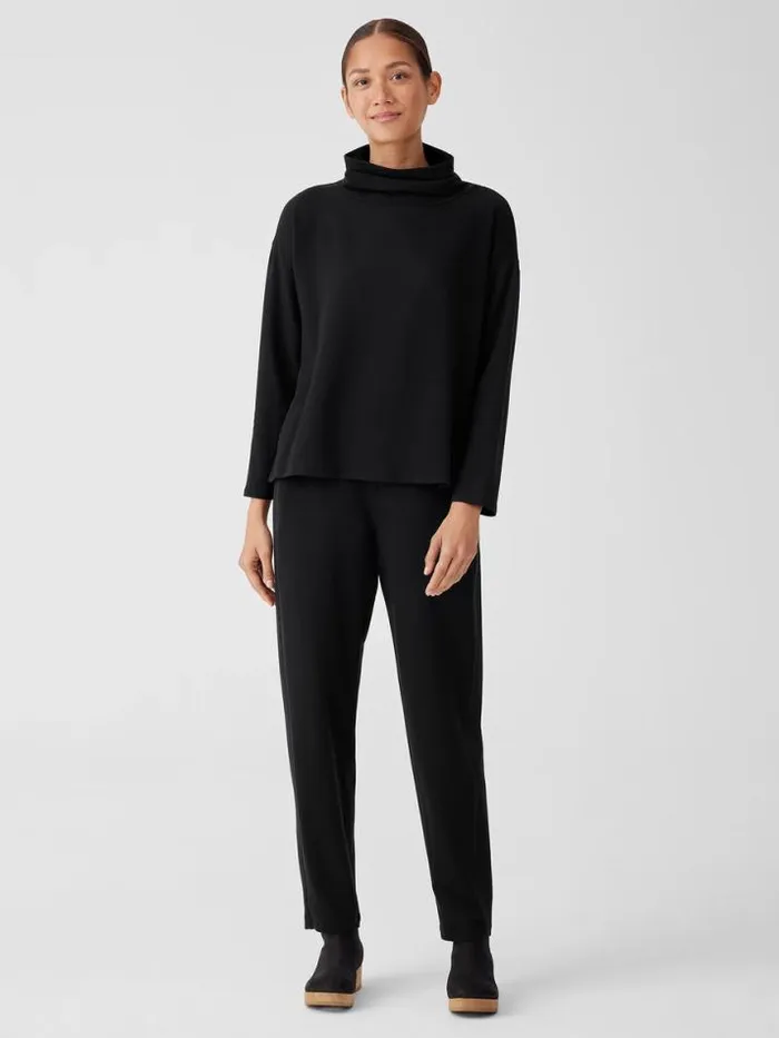 Shop Eileen Fisher Tops and Tees Cozy Brushed Terry Hug Funnel Neck Top Black