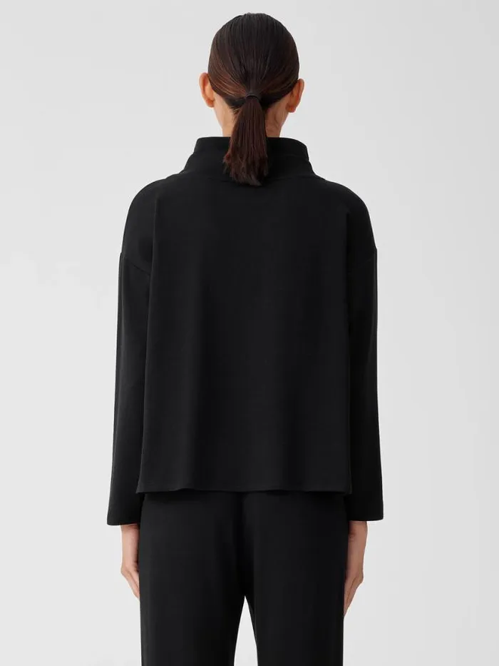 Shop Eileen Fisher Tops and Tees Cozy Brushed Terry Hug Funnel Neck Top Black