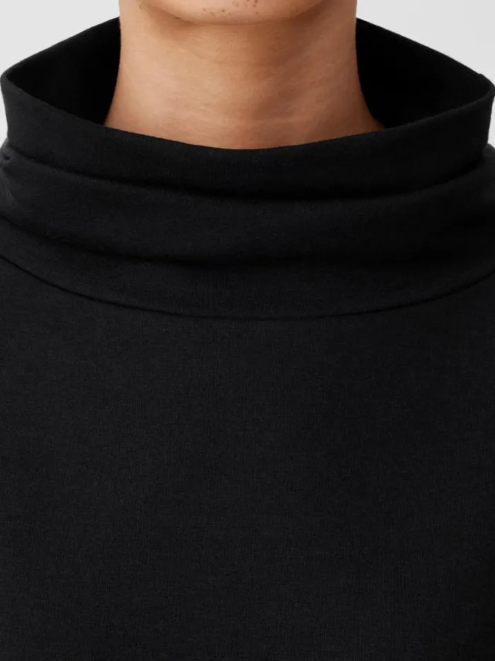Shop Eileen Fisher Tops and Tees Cozy Brushed Terry Hug Funnel Neck Top Black