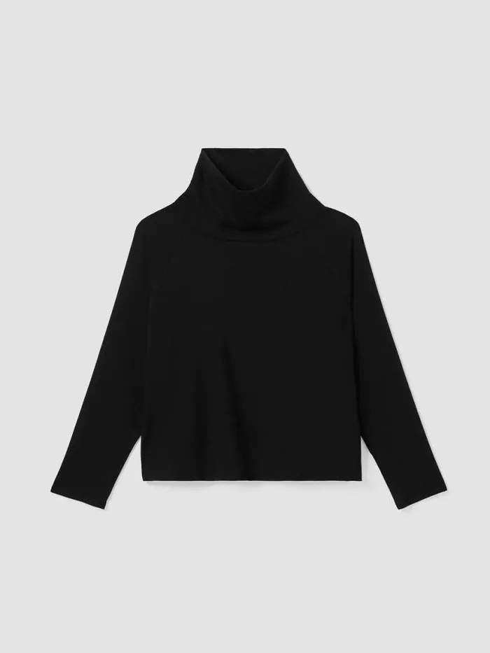 Shop Eileen Fisher Tops and Tees Cozy Brushed Terry Hug Funnel Neck Top Black