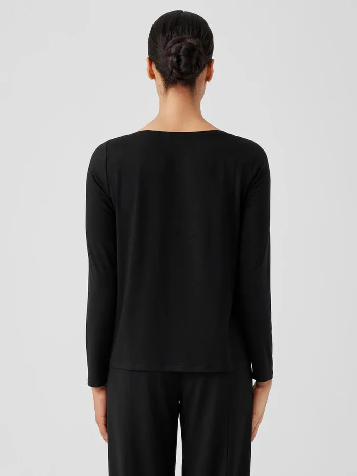 Shop Eileen Fisher Tops and Tees Fine Jersey Cowl Neck Top Black