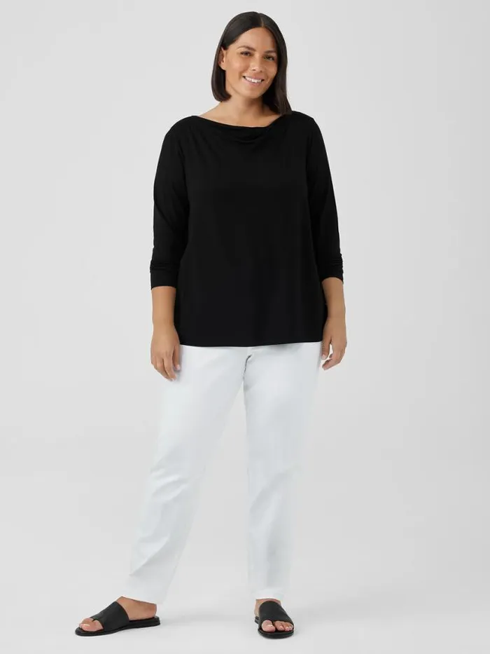 Shop Eileen Fisher Tops and Tees Fine Jersey Cowl Neck Top Black