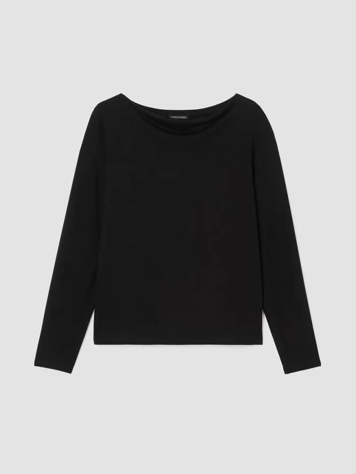 Shop Eileen Fisher Tops and Tees Fine Jersey Cowl Neck Top Black