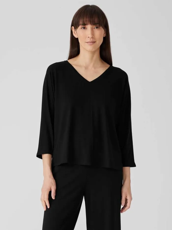 Shop Eileen Fisher Tops and Tees Fine Jersey DolmanSleeve Top Black