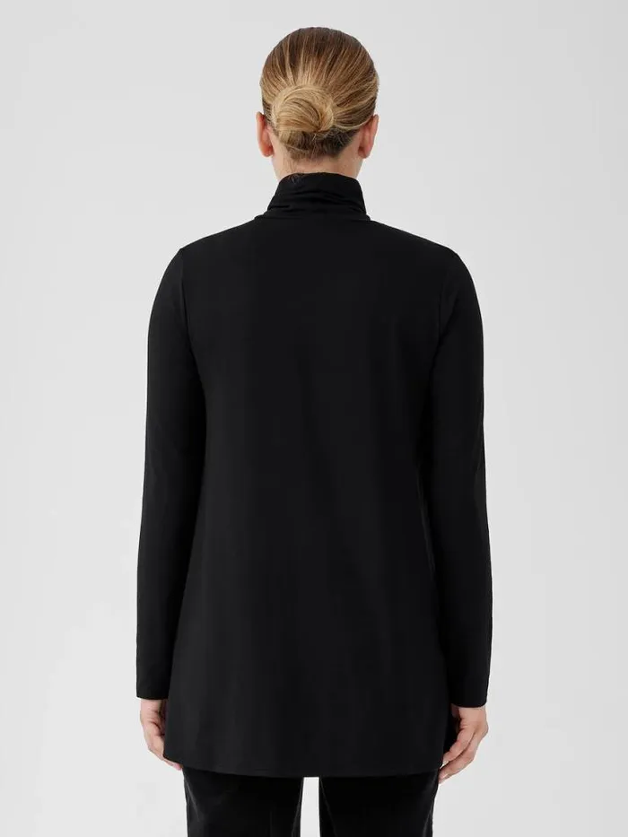 Shop Eileen Fisher Tops and Tees Fine Jersey Scrunch Neck Long Top Black