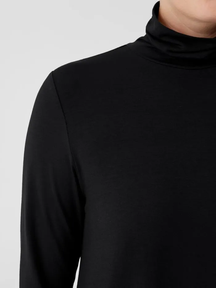 Shop Eileen Fisher Tops and Tees Fine Jersey Scrunch Neck Long Top Black