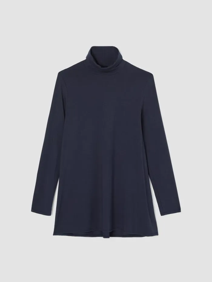 Shop Eileen Fisher Tops and Tees Fine Jersey Scrunch Neck Long Top Black