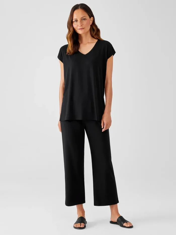 Shop Eileen Fisher Tops and Tees Fine Jersey Square Top Black