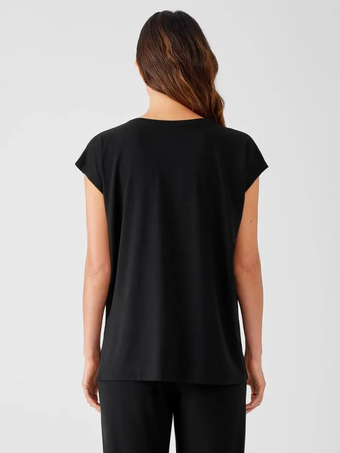 Shop Eileen Fisher Tops and Tees Fine Jersey Square Top Black
