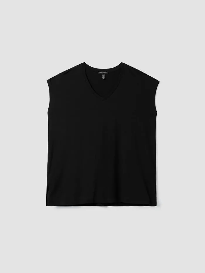 Shop Eileen Fisher Tops and Tees Fine Jersey Square Top Black