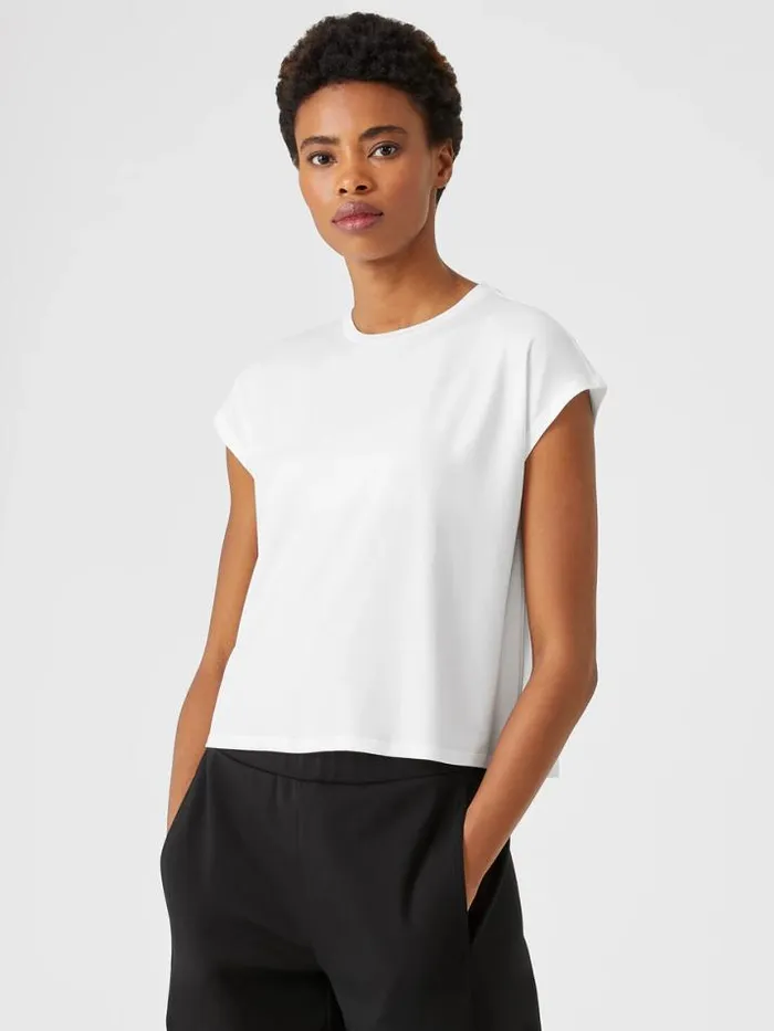 Shop Eileen Fisher Tops and Tees Fine Jersey Square Top White