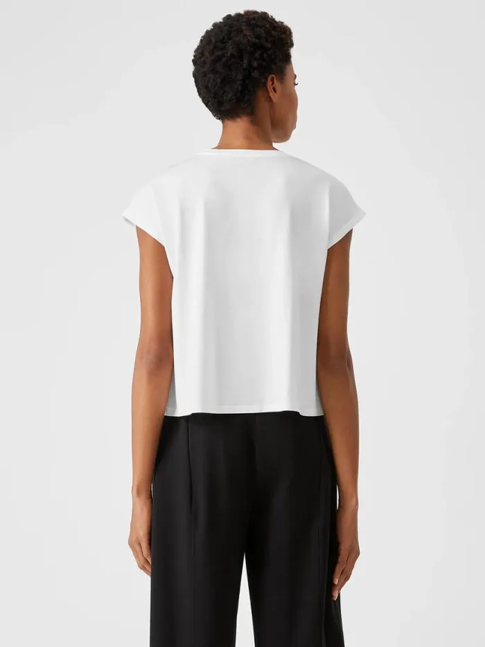 Shop Eileen Fisher Tops and Tees Fine Jersey Square Top White