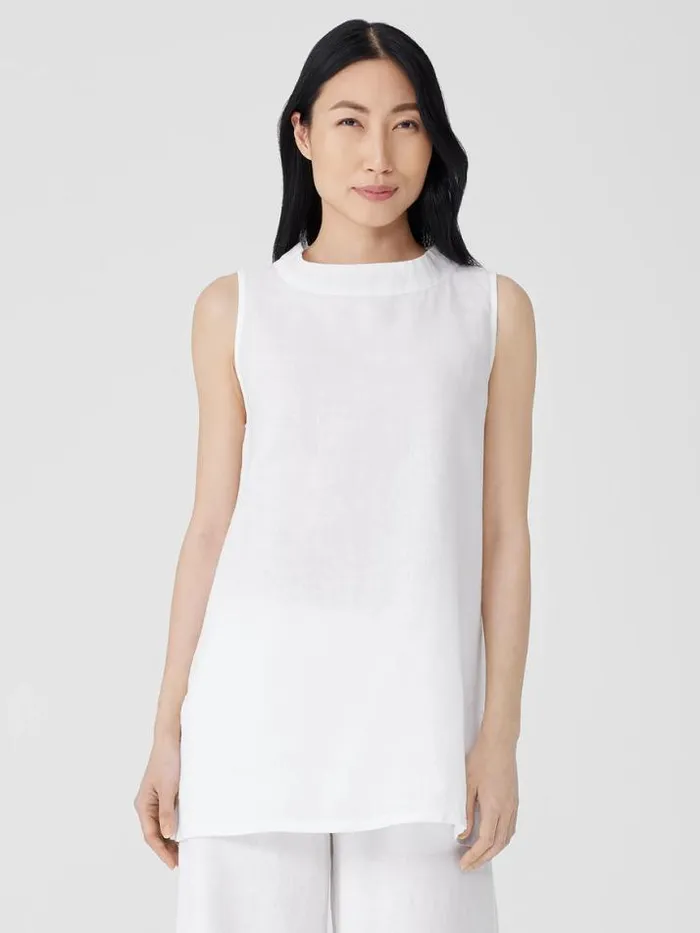 Shop Eileen Fisher Tops and Tees Handkerchief Linen Mock Neck Top Black