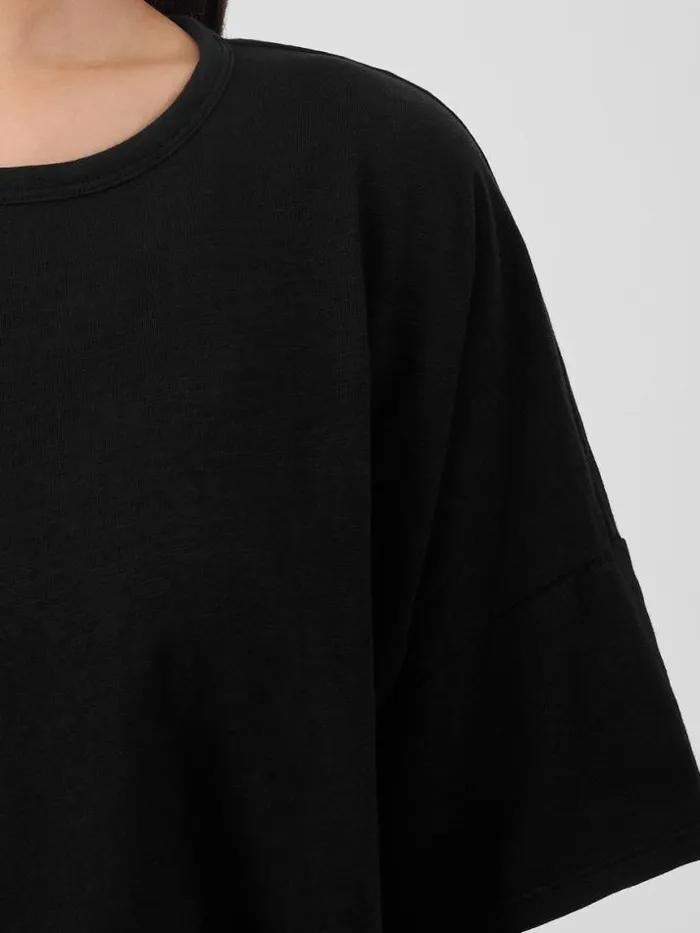 Shop Eileen Fisher Tops and Tees Organic Cotton Slub Crew Neck Tee Black