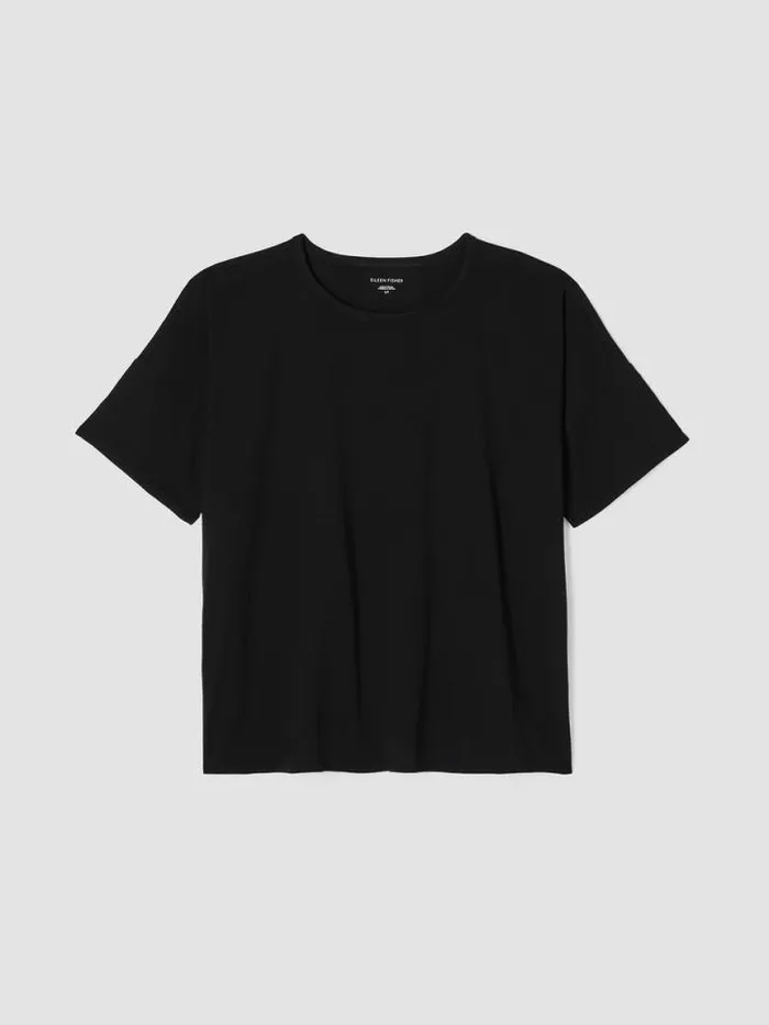 Shop Eileen Fisher Tops and Tees Organic Cotton Slub Crew Neck Tee Black