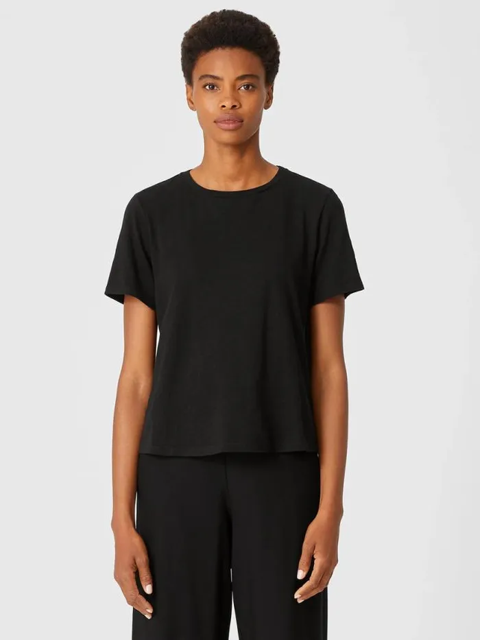 Shop Eileen Fisher Tops and Tees Organic Cotton Slub Tee Black