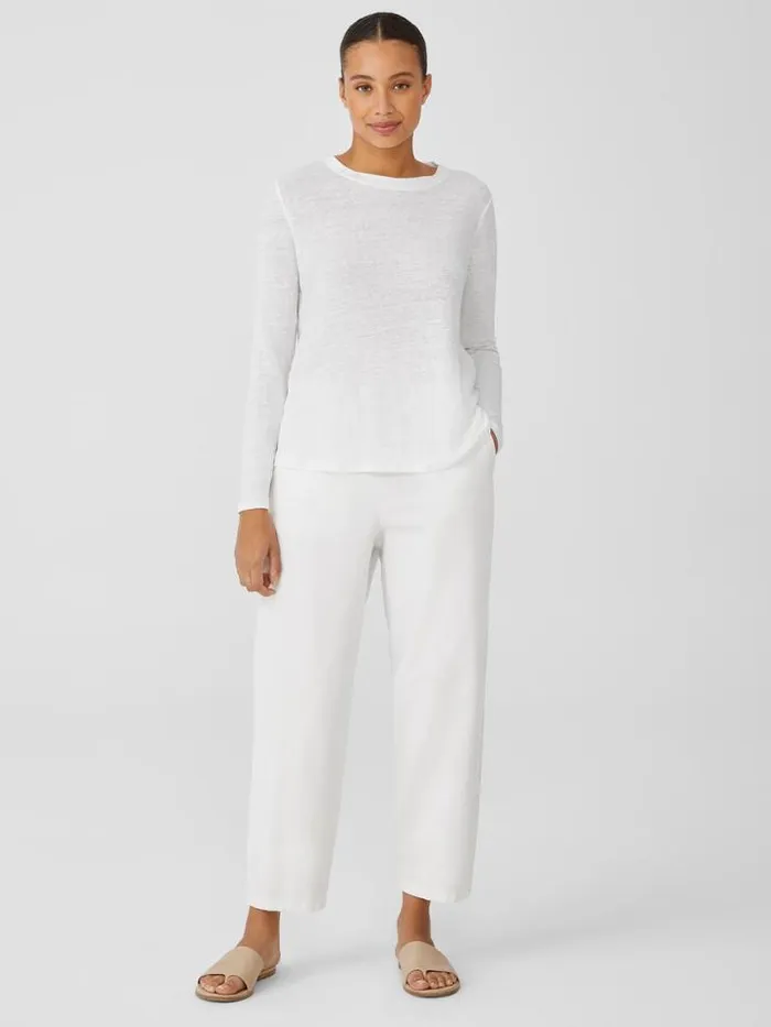 Shop Eileen Fisher Tops and Tees Organic Linen Jersey Crew Neck Top White