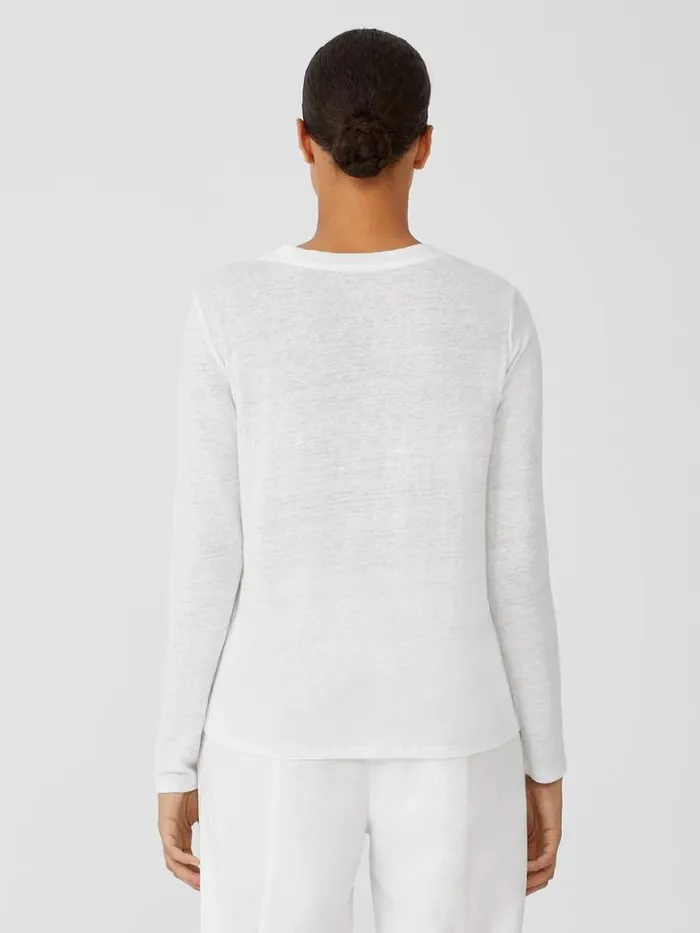 Shop Eileen Fisher Tops and Tees Organic Linen Jersey Crew Neck Top White